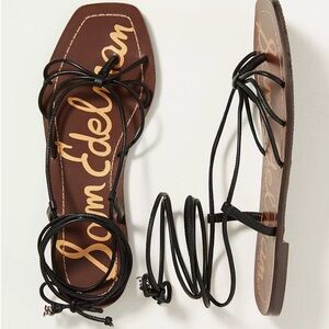 Sam Edelman Black Lace-Up Leather Strappy Sandals